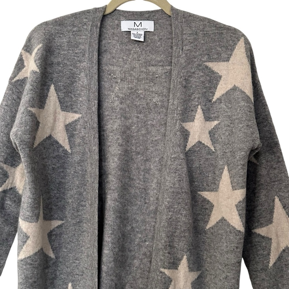 Magaschoni Cashmere Star Cardigan Long Open Front Duster Small - Picture 8 of 15